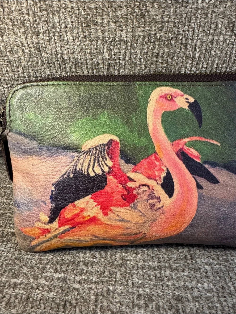 VIDA Flamingo Print Wristlet in Pink and Green - Picture 5 of 12